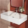 EMKE Lavandino Bagno Rettangolare 60 x 36 x 13 cm, Lavabo da Appoggio e Sospeso in Ceramica Bianco Lucido, Lavandino Moderno per Bagno e Bagno di Servizio - Senza Rubinetto e Piletta