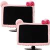 VIOKKO 2 coperture antipolvere elastiche per monitor, stile kawaii, rosa, pelose con orecchie di gatto, per PC, TV, laptop (68-86 cm)