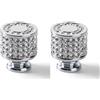 Candeon Pomolo Per Mobili Rotondo, 2 Pezzi Pomelli Per Cassetti Pomelli Armadio Manopole Per Mobili, Argento Pomolo Strass Pomelli Per Porta Con Viti Per Armadietti, Casettiere, Cassetto, Guardaroba, Tolette
