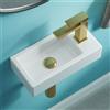 Teal Home Lavabo, lavabo piccolo, lavabo per ospiti, bagno, mini lavabo in ceramica, foro per rubinetto destro, Senza valvola di scarico pop-up, 37 x 18,5 x 9 cm