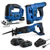 ENG PRO KIT | Seghetto alternativo, Sega a gattuccio, Graffettatrice e Sparachiodi 2 Batterie 2/4.0Ah | Linea Professionale a Batteria