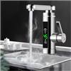 KigerNee Scaldacqua elettrico istantaneo rubinetto 3 KW argento - Riscaldamento istantaneo dell'acqua con display della temperatura a LED, classe di protezione IPX4 e funzione di rotazione a 360° per cucina