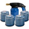 123BricoPro Torcia saldatore bruciatore cannello a gas + 4 cartucce gas da 190 gr. a accensione piezoelettrica