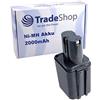 Trade-Shop Batteria Ni-MH ad alte prestazioni sostituisce Bosch 2 607 300 002, 2 607 335 069, 2 607 335 095, 2 607 335 103, 2 607 335 012 per batteria da 9,6 V / 9,6 V 200000000000000 V mAh.