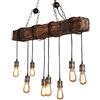 AUCF Lampadario in Legno Retrò Industriale Sospensione Luce Ferro Battuto E27 Altezza Regolabile Illuminazione Luci Soggiorno Plafoniera Ristorante Bar Caffetteria Decorazione Hanging Lamp,8 heads