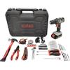 KOMBO - Trapano Avvitatore 20V Cordless con Mandrino 10mm, Coppia 20Nm, 18+1 Posizioni, Batteria Litio 1500mAh, Valigetta con 127 Accessori per Foratura e Avvitatura Multimateriale