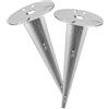 Aqbau Picchetto per lampade da giardino, 30 cm, in acciaio zincato, piastra di montaggio Ø 15 cm, con 7 fori lunghi, ancoraggio a terra per spargitori (2, argento)