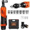 YouseaHome Set di chiavi a cricchetto elettriche a batteria, 12 V, chiave a cricchetto da 3/8 con 2 batterie da 1500 mAh e caricabatterie, 40 N.m Power Ratchet Tool Kit con 7 prese e luce LED