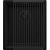 PRIMAGRAN Lavello sottotop Tutto Nero 41x47cm, Lavandino in Granito a 1 vasca + Set di accessori, Lavabo da Cucina al Mobile 45cm - London S169
