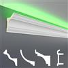 HEXIM LED Modanature per stucco Confezione risparmio - Illuminazione indiretta con modanature per soffitto in PU, leggere e opache (2m LED-4) Decorazione angolare Spot per interni