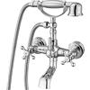 Aolemi Rubinetto per vasca da bagno cromato lucido con doccetta a mano spruzzatore montaggio a parete doppia maniglia a croce rubinetto miscelatore vintage a forma di telefono spruzzatore a mano set doccia