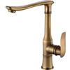 LAKKOAKOAA Rubinetto Cucina Rubinetto Lavello, Anticato Vintage Stile Girevole A 360 ° Monocomando Ottone Miscelatore Cucina Con Regolazione Caldo E Freddo, Rubinetto Lavello Cucina, Bronzo