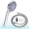 Generic Soffione Multifunzionale + Tubo Doccia Universale da 1.5 m G1/2, 3 Modelli di Uscita,Ugello in Silicone Resistente al Calcare e Allo Sporco,Facile da Installare e Pulire (Tre Marce-06606)