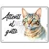 Lovelytiles Cartello Attenti Al Gatto 15 X 20 Cm,Facile da installare, per Uso Interno o Esterno,Resistente UV,Resistente alle intemperie, Decorazioni Per La Casa