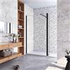 GENERIC Walk in Doccia 130x200cm Due Pareti (100+30) cm Vetro 8 mm Temperato Trasparente Anticalcare Barra Stabilizzatrice 90 cm Nero Opaco
