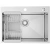 Sofetiy Lavello da cucina 60 x 45 cm, in acciaio inox, rettangolare, moderno, SUS 304 con 2 fori per rubinetto, lavandino da cucina, lavello per sottolavello a partire da 60 cm, con sifone