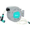 Outsunny Avvolgitubo da Giardino Retrattile con Tubo dell'Acqua 30+2 m, Avvolgitubo da Parete Girevole a 180°, Avvolgitubo Automatico con Blocco e 7 Getti per Irrigazione in PP, Verde e Grigio