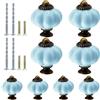suiwotin 8 pomelli in ceramica a forma di zucca, pomelli in ceramica blu chiaro per armadietti, pomelli vintage per cassettiere, pomelli decorativi per cassetti, per vanità, armadi, credenze, mobili