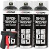 TECPO Vernice spray per tappeti, 3 x 400 ml, colore antracite, con pistola a spruzzo, per auto, tappetini, baldacchino, tessuto, gomma, plastica, per interni