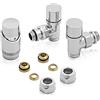Inbagno Set valvole scaldasalviette in acciaio cromato con raccordi per tubi in rame 12 mm, COMPLETA di testa termostatica con sensore a liquido