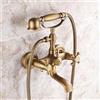 Fw Rubinetto Vasca Bagno, Miscelatore Esterno Per Vasca/doccia 2 Manopole, Con Doccetta & Tubo Flessibile 1.5M & Supporto, Ottone Anticato, Supporto a Parete Per Vasca, Bronzo