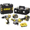 DEWALT DCK2055T2T-QW - KIT XR FLEXVOLT = Taladro Percutor 18V XRP + Amoladora 125mm 54V + 2 baterías 54V/18V Li-Ion 6Ah + Maletines TSTAK