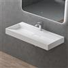 doporro Lavabo Bagno Rettangolare 100 cm, Lavandino Bagno da Appoggio o Sospeso in Minerale Fuso Bianco Opaco, Foro Rubinetto, Scarico Incluso Colossum19
