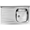 Yellowshop - Lavello appoggio inox piano 1 vasca a sx o dx cm 80x50 con sifone e piletta Mondial (Piano a Sx)