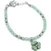 generico Bracciale Donna con Perle di Avventurina Verde da 4 mm e Trifoglio Fatto a Mano