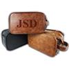 Bleggeit Borsa da toilette in pelle personalizzata per uomo, grande kit da barba da viaggio Organizer da toeletta resistente all'acqua Borse cosmetiche in pelle per regali dello sposo Inciso al laser