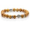 Generic Bracciale in pizzo di legno naturale Bracciale con perline Perline di pietra Fatima Anello in acciaio inossidabile da 8 mm con strass Donna Uomo (Fatima Strass)