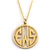 Elegant Jewel Box - Takis Pavlopoulos & Elegant jewel box Unisex Personalized necklace with perforated letters in Solid gold 9k 14k & 18k, Custom initials in solid gold disc charm, Personalized monogram pendant