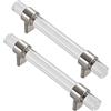 IBOWZ Maniglie Cucina Maniglie Armadio Maniglie per cassetti in Lega di Zinco acrilica, Confezione da 2, Maniglie per armadi da Bagno, Colore Spazzolato, Trasparenti, Leve per Porte in Cristallo,
