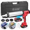 XIIW Pressa per cartucce elettrica da 500 W con 2 batterie (21 V 2 Ah), pistola a cartuccia 7840 N con LED, 0-32 mm/s, regolabile in 6 livelli, per salsiccia da 600 ml, cartuccia da 310 ml, colla di