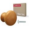 Gedotec 10 pezzi pomello per mobili URSULA legno frassino Ø 35 mm con inserto filettato in ottone vite M4×25 mm incl | pomello in legno massello maniglia per mobili pomello in legno maniglia per