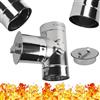 BG INVEST Raccordo a T 90° con Tappo Cieco per Camino in Acciaio Inossidabile INOX - Tubo a T con Coperchio Rotondo per Tubi da Forno - Tee Angolare 90 Gradi con Copertura del Canna Fumaria 130mm - Ø 130 mm