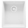PRIMAGRAN Lavello da Cucina Tutto Bianco 41x47cm, Lavandino in Granito a 1 vasca + Sifone Classico, Lavabo da Cucina Incasso al Mobile 45cm - London Slim S124