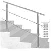 Joparri Ringhiera per Scale Acciaio Inox, Corrimano in Acciaio Inox Spazzolato 120cm 2traverse Interno Esterno Ø 42 mm, Argento