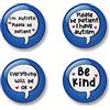 Generic Autism Badge Set, 4 Badges, Badge Packs, 32 mm, I am autistic Please be patient, Please be patient I have autism, Everything will be ok, Be kind (Blue)