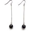 Handmade Orecchini minimalista con perline di agata nera, orecchini lunghi, Made in Italy, Bijoux da donna, Lavorazione Artigianale