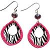 Handmade Orecchini pendenti fatti a mano con stampa zebrata - Bordo all'uncinetto rosa/fuchsia, gioielli boho leggeri, orecchini statement animalier, accessori moda unici