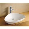 DOCCIASI DocciaSì® - Lavabo da Appoggio in Ceramica Bianca Forma Triangolare 59x39x14 cm, Lavandino Bagno da Appoggio Moderno per Mobile o Piano d'Appoggio, Design Salvaspazio ed Elegante
