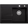 CECIPA Lavello nero 65 x 45 cm, lavello da cucina in granito con scolapiatti, lavello da cucina per armadi da 40 cm di larghezza, lavabo da incasso con sifone e scarico e troppopieno, colore: nero