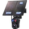 SHIWOJIA 20X Zoom 4G Telecamera Esterno con SIM Scheda 20W Pannello Solare, 6MP 360° PTZ Telecamere Senza Fili da Esterno [Registrazione 24/7], 150M Visione Notturna, Rilevamento del Movimento PIR