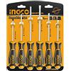 Ingco Hsgt280608 Set Cacciaviti A Battere Professionali Con Gambo Esagonale 6 Giraviti A taglio A Croce In Cromo Vanadio