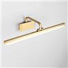 AIBOTY Specchio Lampada frontale LED Vintage bagno oro Applique in metallo Impermeabile anti-appannamento e anti-umidità Specchio da bagno Lampade da parete 14W,warmwhite