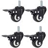LLPEIJIE026 4 Pcs 50mm Ruote Per Mobili Rotelle Girevoli Ruota In Poliuretano Con Freno,Viti M8/M10/M12,Mobili Per La Casa,Resistenti All'Usura/Silenzioso, Caricare 150Kg,Nero(M12)