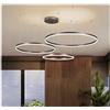 JINWELL Lampada Sospensione LED Lampada Tavolo Soggiorno Dimmerabile Con Telecomando Lampadario Moderno Anello Circolare Plafoniera Alluminio Acrilico Soffitto Illuminazione,Marrone,3laps60+80+100cm