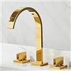 ZPSPZ Rubinetto 3 Fori Lavabo, Miscelatore Lavabo Bagno Cascata Doppia Maniglia Ottone Rubinetti Bagno 3 Fori-Oro