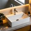 NUESTRA VIDA Lavabo Rettangolare con Foro per Rubinetto, Lavabo da Appoggio Bianco, Lavandino Bagno in Ceramica, Facile da Pulire per Bagno Moderno (51×36×12 cm)